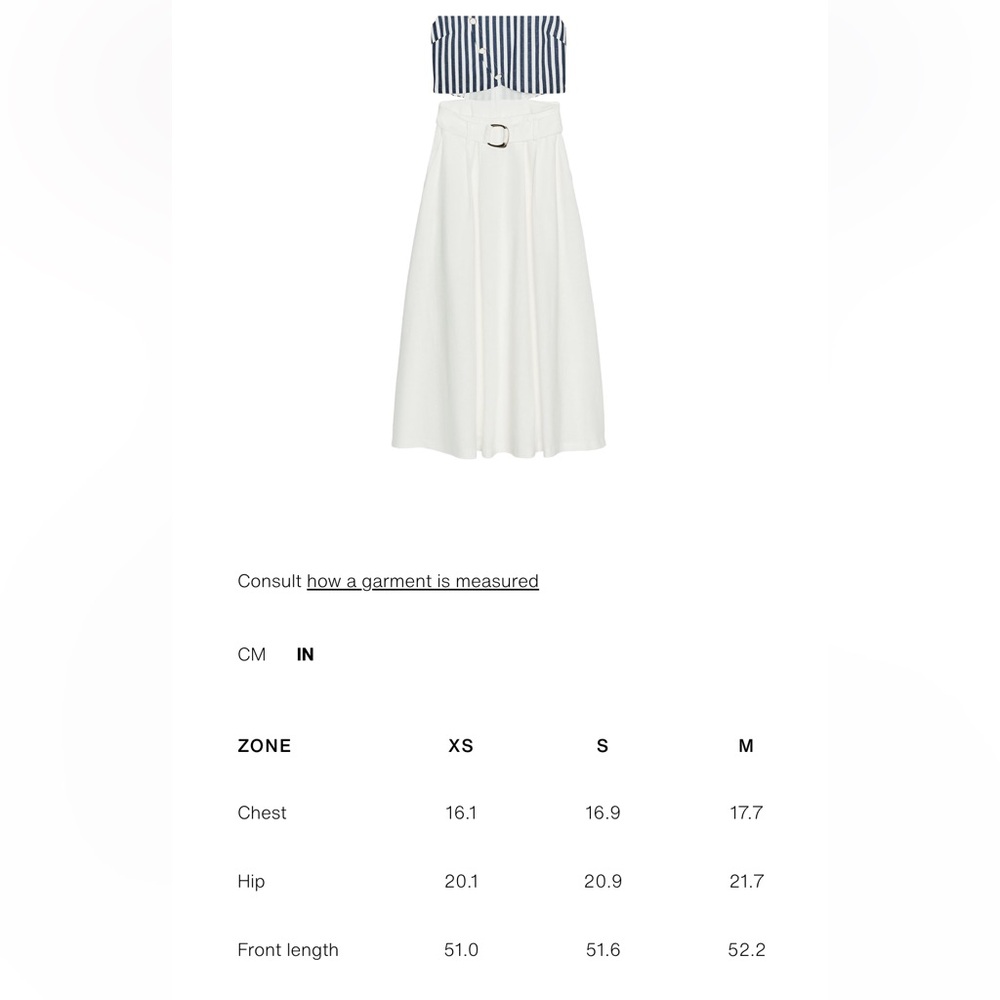 NWT Zara | Belted Linen Dress Waist Cut-out Navy Ivory Nautical coastal vibe - Picture 8 of 16